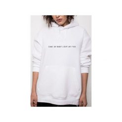 'Come on baby' white hoodie. Białe bluzy damskie Rest_factory, s, bez wzorów, z bawełny, bez rękawów, z kapturem. Za 151,92 zł.