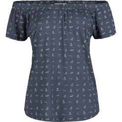 Topy damskie: Urban Surface Hearts and Anchors Top Offshoulder granatowy