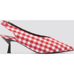Czółenka: NA-KD Shoes Czółenka w kratę na niskim obcasie – Red,Multicolor