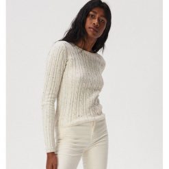 Melanżowy sweter z fakturą - Kremowy. Białe swetry damskie Sinsay, s, bez wzorów, bez rękawów, bez kaptura. Za 49,99 zł.