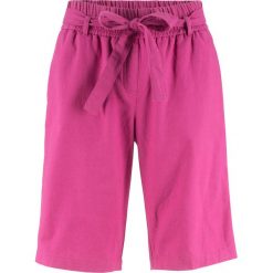 Krótkie spodenki lniane bonprix fuksja. Czerwone bermudy damskie bonprix. Za 44,99 zł.