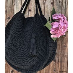 Torba Boho Circle Bag. Czarne torebki klasyczne damskie marki Pakamera, bez wzorów, z bawełny, boho, na ramię, duże, bez dodatków. Za 219,00 zł.