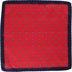 Czerwono-Granatowa Elegancka Męska Poszetka -ALTIES- w Kwiaty POSZALTTANIA0288. Czerwone poszetki męskie Alties, w kwiaty, z materiału, eleganckie. Za 16,90 zł.