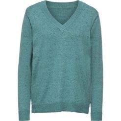 Swetry klasyczne damskie: Sweter bonprix zielony melanż