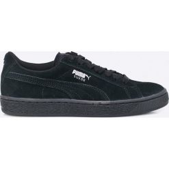 Puma - Buty dziecięce Suede Jr. Czarne trampki chłopięce Puma, bez wzorów, ze skóry, sportowe, na sznurówki. W wyprzedaży za 219,90 zł.