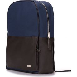 Męski plecak miejski na laptopa Solier SR01 FORRES granatowo-brązowy - Granatowy. Niebieskie plecaki męskie Solier, bez wzorów, ze skóry ekologicznej, biznesowe. Za 169,99 zł.