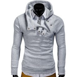 BLUZA MĘSKA Z KAPTUREM PACO - SZARA. Szare bluzy męskie marki Ombre Clothing, s, z bawełny, z kapturem. Za 69,00 zł.