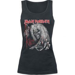 Iron Maiden Ed Kills Again Top damski czarny. Czarne topy damskie marki Iron Maiden, l, z nadrukiem, z okrągłym kołnierzem. Za 74,90 zł.