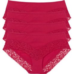 Figi "panty" z koronką (4 pary) bonprix czerwień granatu. Czerwone panty damskie bonprix, w koronkowe wzory, z koronki. Za 39,96 zł.