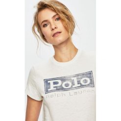 Polo Ralph Lauren - Top. Białe topy damskie marki Polo Ralph Lauren, s, z nadrukiem, z bawełny, z okrągłym kołnierzem. Za 299,90 zł.