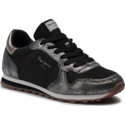 Sneakersy PEPE JEANS - Verona W Twin PLS30903 Chrome 952. Czarne półbuty damskie Pepe Jeans, bez wzorów, z jeansu, bez obcasa, na płaskiej podeszwie, bez zapięcia. Za 299,00 zł.