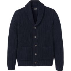 Sweter rozpinany z bawełny z recyclingu bonprix niebieski. Niebieskie swetry męskie bonprix, s, bez wzorów, z bawełny. Za 44,99 zł.