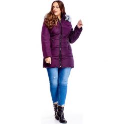 Pikowana kurtka z kapturem fioletowy. Fioletowe kurtki damskie Tagless, plus size, bez wzorów, z kapturem. Za 270,44 zł.