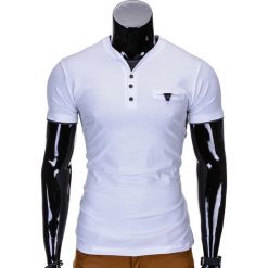 T-shirty męskie: T-SHIRT MĘSKI BEZ NADRUKU S764 – BIAŁY
