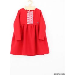 Sukienka z koronka. Czerwone sukienki dziewczęce marki Pakamera, w koronkowe wzory, z tkaniny. Za 129,00 zł.