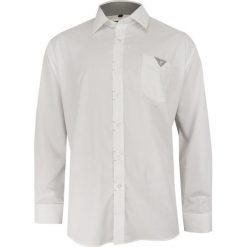 Biała Elegancka Koszula Męska z Długim Rękawem, 100% Bawełna -CHIAO- Taliowana, z Kieszonką KSDWCHIAOM6B03C. Białe koszule męskie Chiao, m, bez wzorów, z bawełny, eleganckie, bez kołnierzyka, z długim rękawem. W wyprzedaży za 59,00 zł.