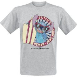 Lilo & Stitch Stitch - Surf Shop T-Shirt odcienie szarego. Szare t-shirty męskie marki Lilo & Stitch, l, z nadrukiem, klasyczne, z okrągłym kołnierzem. Za 74,90 zł.