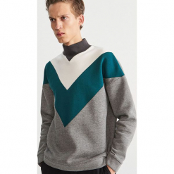 Bluza w geometryczne wzory - Turkusowy. Niebieskie bluzy męskie Reserved, l, w geometryczne wzory. Za 119,99 zł.