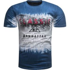 Koszulka męska t-shirt niebieski Recea. Niebieskie koszulki męskie Recea, xl, z nadrukiem, z bawełny, klasyczne, bez kołnierzyka. Za 39,99 zł.