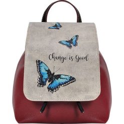 Plecaki damskie: Plecak „Change is Good” w kolorze beżowo-czerwonym – 23 x 27 x 12 cm