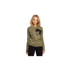 Bluzki Moe M048 Bluza ze skórzanym sercem. Brązowe bluzki damskie marki Moe, s. Za 85,00 zł.