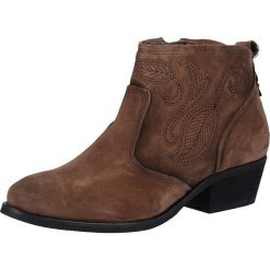 Skórzane botki w kolorze brązowym. Pomarańczowe botki damskie Tom Tailor, Mustang, Bugatti, Camel Active, Lloyd, bez obcasa, bez zapięcia. W wyprzedaży za 299,95 zł.
