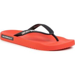 Japonki EMPORIO ARMANI - X4QS03 XM290 M581 Navy/Flamma. Czerwone klapki męskie Emporio Armani, bez wzorów, z tworzywa sztucznego. Za 199,00 zł.