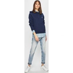 Tommy Jeans - Bluza. Niebieskie bluzy damskie Tommy Jeans, s, z nadrukiem, z bawełny, bez rękawów, z kapturem. W wyprzedaży za 259,90 zł.