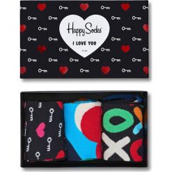Happy Socks - Skarpety I Love You Gift Box (3-pak). Czarne skarpetki męskie marki Happy Socks, z bawełny. W wyprzedaży za 69,90 zł.