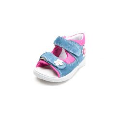 Superfit Girls Sandały Polly denim kombi (średnie) - niebieski - Gr.Moda (6 - 24 miesięcy ). Niebieskie buciki niemowlęce chłopięce marki Superfit, ze skóry. Za 209,00 zł.