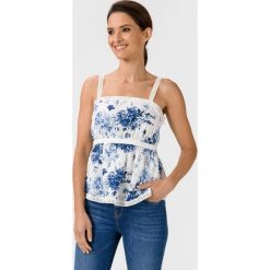 TWINSET Top Niebieski Biały. Niebieskie podkoszulki damskie Twinset, m, w koronkowe wzory, z bawełny, bez kołnierzyka. Za 640,95 zł.