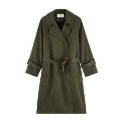 Trencz damski. Płaszcze damskie Promod, w paski, z tkaniny, eleganckie, długie. Za 299,90 zł.