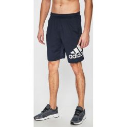Adidas Performance - Szorty. Niebieskie spodenki sportowe męskie adidas Performance, s, z nadrukiem, z elastanu, sportowe, climalite (adidas). W wyprzedaży za 119,90 zł.