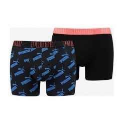 Puma 2-pack Bokserki Czarny Niebieski. Niebieskie bokserki męskie Puma, bez wzorów, z elastanu. Za 85,95 zł.