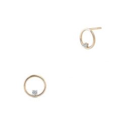 Wspaniałe Kolczyki Złote - złoto 375, Brylant 0,03ct. Żółte kolczyki damskie W.KRUK, z brylantem, złote, na sztyftcie. Za 729,00 zł.