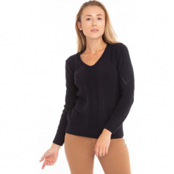 Sweter w kolorze granatowym. Niebieskie swetry klasyczne damskie Jimmy Sanders, l, z okrągłym kołnierzem. W wyprzedaży za 99,95 zł.