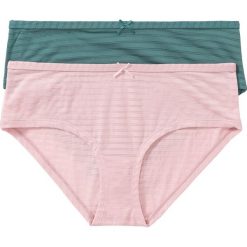 Figi "panty" (2 pary) bonprix matowy oliwkowy + jasnoróżowy. Zielone majtki damskie bonprix, w paski. Za 49,98 zł.