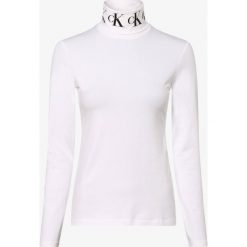 Calvin Klein Jeans - Damska koszulka z długim rękawem, biały. Białe koszulki damskie Calvin Klein Jeans, xs, z napisami, z jeansu, z golfem. Za 269,95 zł.