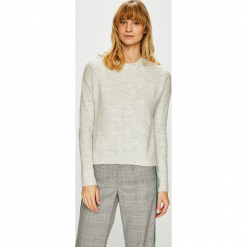 Review - Sweter. Szare swetry klasyczne damskie marki Review, s, z elastanu, z okrągłym kołnierzem. W wyprzedaży za 119,90 zł.