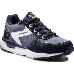 Sneakersy ACTION BOY - CP40-7439 Granatowy. Niebieskie trampki chłopięce marki Action Boy, bez wzorów, ze skóry ekologicznej, na sznurówki. Za 89,99 zł.