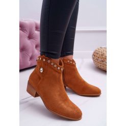 Botki Damskie Płaski Obcas Kowbojki Z Cyrkoniami Camel Patti. Brązowe botki damskie Tagless, z jeansu, bez obcasa, na obcasie, bez zapięcia. Za 129,00 zł.
