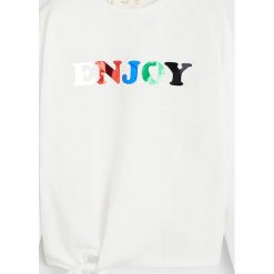 Mango Kids - Longsleeve dziecięcy Party 110-164 cm. Czarne bluzki dziewczęce Mango Kids, z nadrukiem, z bawełny, z okrągłym kołnierzem, z długim rękawem, długie, bez kaptura. Za 59,90 zł.