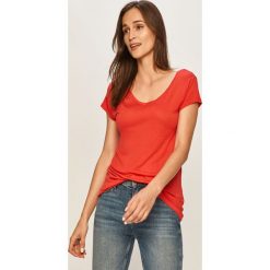 Answear - T-shirt. Pomarańczowe t-shirty damskie ANSWEAR, s, bez wzorów, z bawełny, casualowe, z okrągłym kołnierzem. Za 49,90 zł.