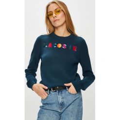 Lacoste - Sweter. Niebieskie swetry klasyczne damskie marki Lacoste, z bawełny, z okrągłym kołnierzem. W wyprzedaży za 399,90 zł.