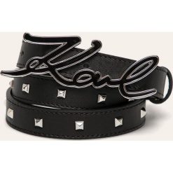 Karl Lagerfeld - Pasek skórzany. Czarne paski damskie KARL LAGERFELD, w paski, ze skóry. Za 429,90 zł.