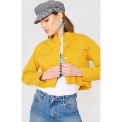 Kurtki damskie: NA-KD Trend Krótka kurtka jeansowa – Yellow
