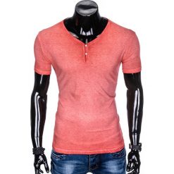 T-SHIRT MĘSKI BEZ NADRUKU S894 - KORALOWY. Pomarańczowe t-shirty męskie z nadrukiem marki Ombre Clothing, m. Za 39,00 zł.