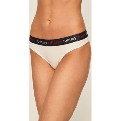 Tommy Hilfiger - Stringi. Białe majtki damskie TOMMY HILFIGER, s, z elastanu. Za 89,90 zł.