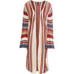 Sweter bez zapięcia bonprix czerwono-pomarańczowo-niebieski w paski. Czerwone swetry damskie bonprix, w paski, bez rękawów, bez kaptura. Za 129,99 zł.