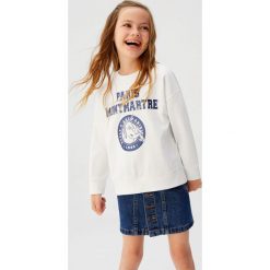 Mango Kids - Bluza dziecięca (110 - 164) DUBLINY. Zielone bluzy dziewczęce Mango Kids, z nadrukiem, z bawełny, bez rękawów, bez kaptura. Za 59,90 zł.